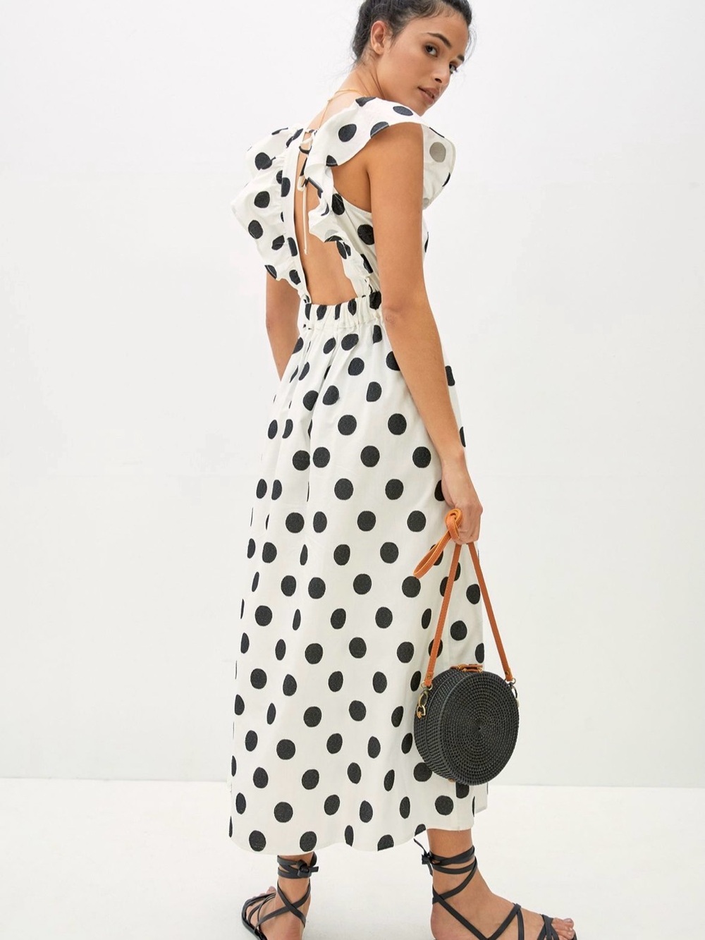 NWT ANTHROPOLOGIE POLKA DOT RUFFLE MAXI DRESS BY AMADI